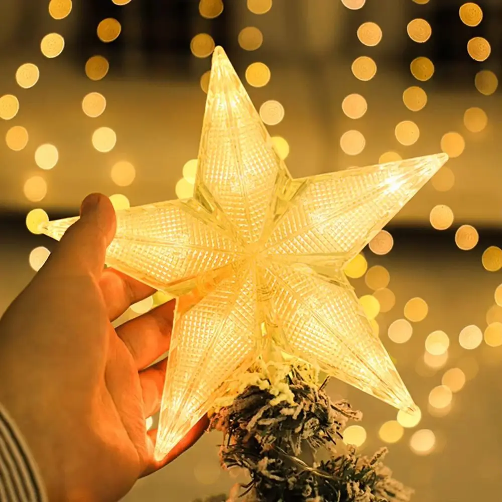 

LED Christmas Tree Topper Star Glowing Battery Powered Christmas Tree Topper Night Light 20cm Reusable Xmas Atmosphere Light
