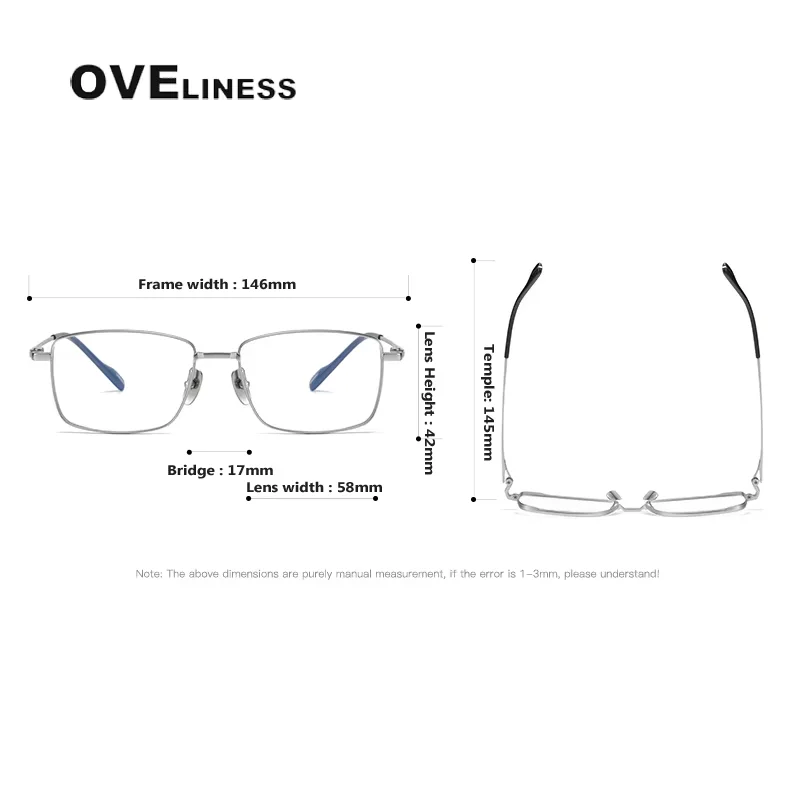 Montura de gafas de titanio puro para hombre, monturas de gafas cuadradas, nueva gafas coreanas completas para hombre 2025