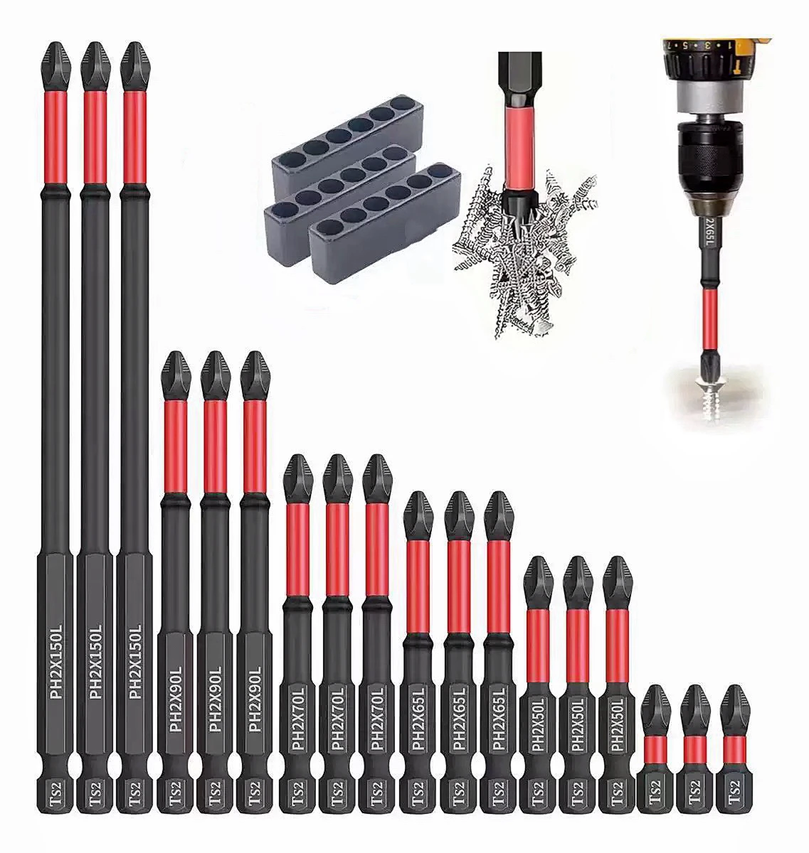 5/12 Pcs Magnetic Screwdriver Bits Non-slip Shockproof Phillips Impact Bits Hex Shank Alloy Steel Bits Suitable for Power Tools
