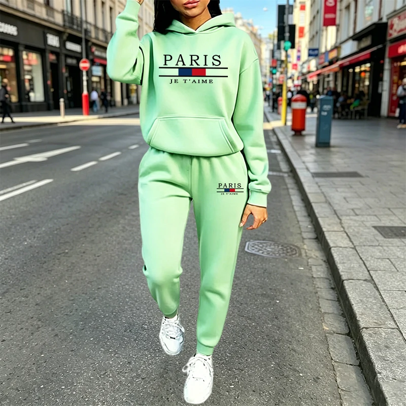 Trendige Damenoutfits 2026 Lässiger Kapuzenpullover-Anzug Outdoor-Sportbekleidung Jogging-Kleidung Herbst-Winter Warme Damen-Hosensets – Detail 5