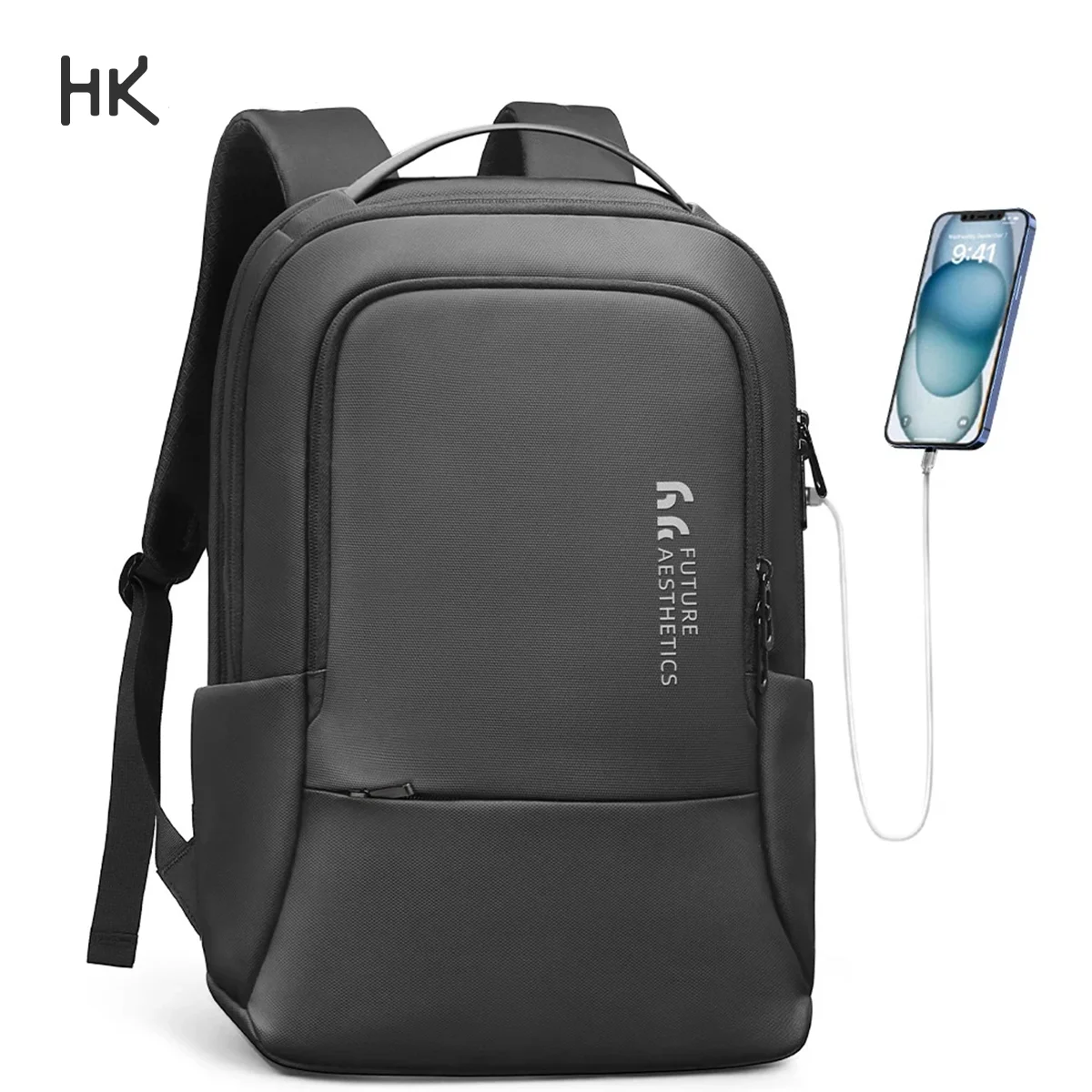 HK Men's Business Backpack High Capacity 15.6” Laptop Bag Waterproof School Backpack Multifunctional Travel Bags Work Daypack