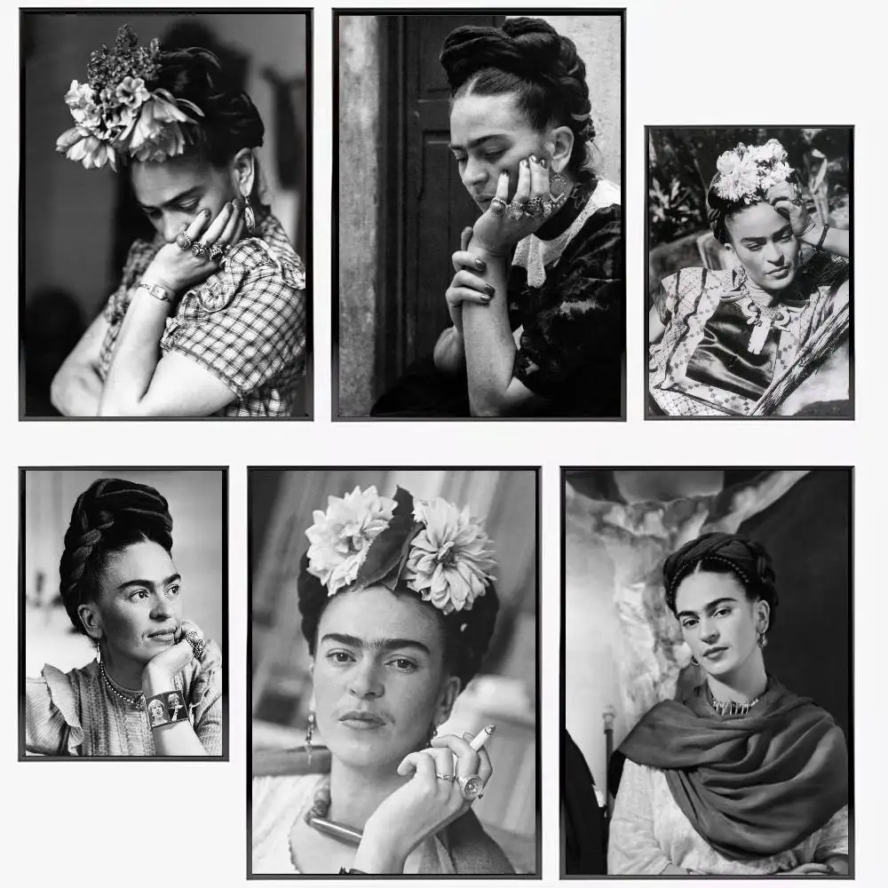 Póster de arte Retro de mujer mexicana Frida Carlo, arte autoadhesivo, pegatina de papel impermeable, decoración de pared de habitación, Bar y cafetería
