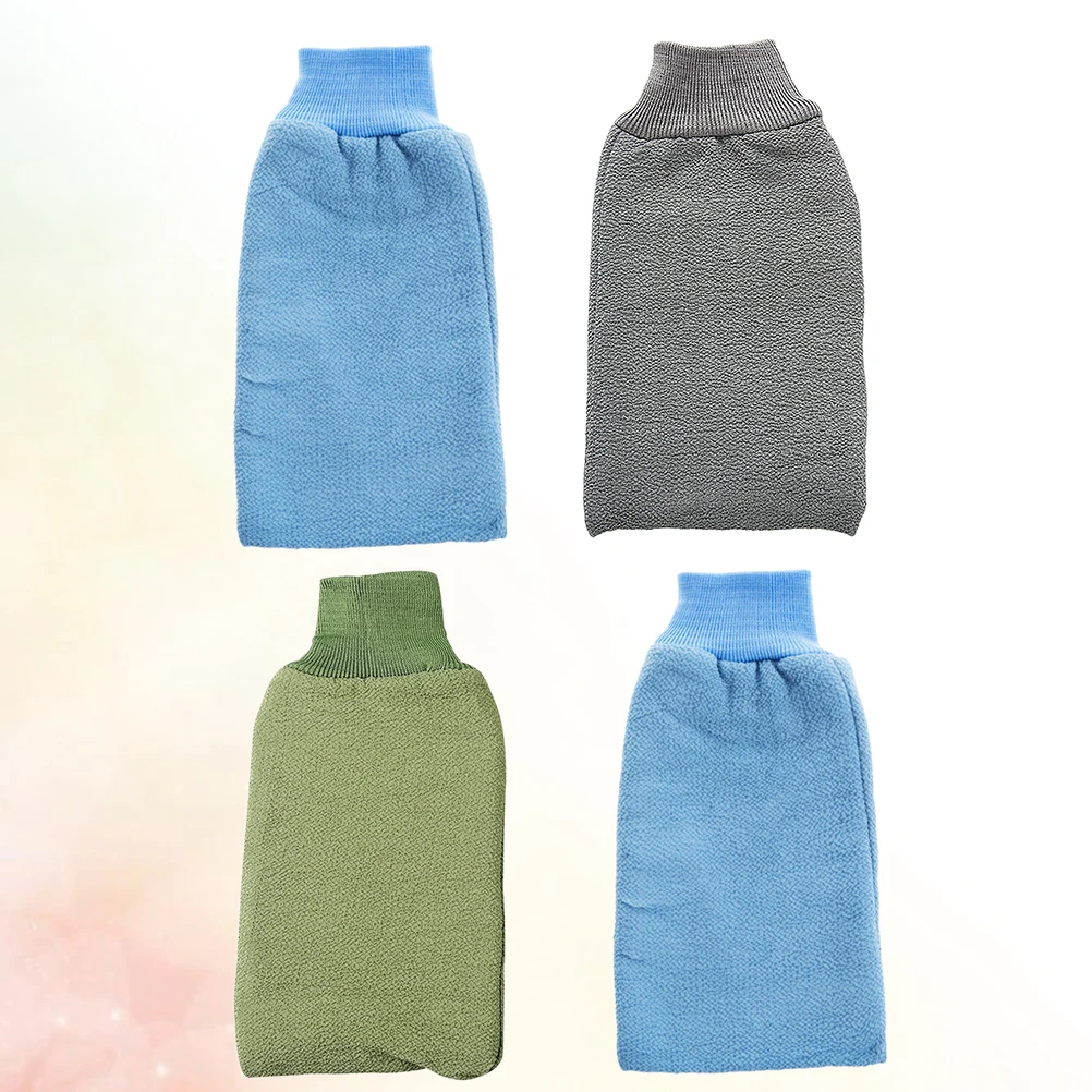 

4pcs Simple Bath Towel Wash Towel Bath Gloves Cleaning Shower Towel for Home Bathroom (Random Color)