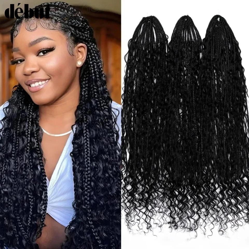 

Новые крючковые плетеные косы в стиле бохо с кудрями из натуральных волос, предварительно связанные косы с кудрявыми концами из натуральных волос, полные пряди для наращивания волос