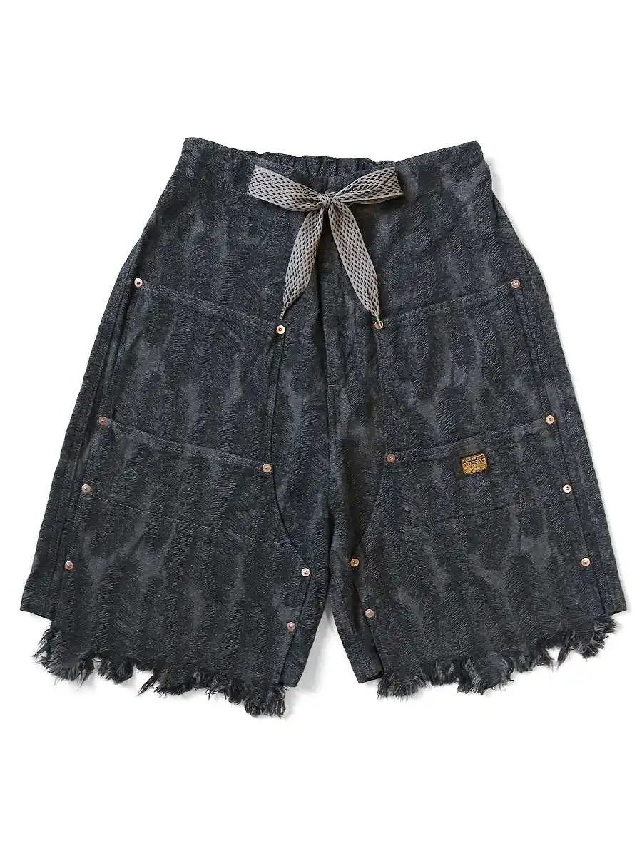 KAPITAL Feather Shorts Drawstring Jacquard Feather Tassel Loose Unisex Casual Shorts for Men