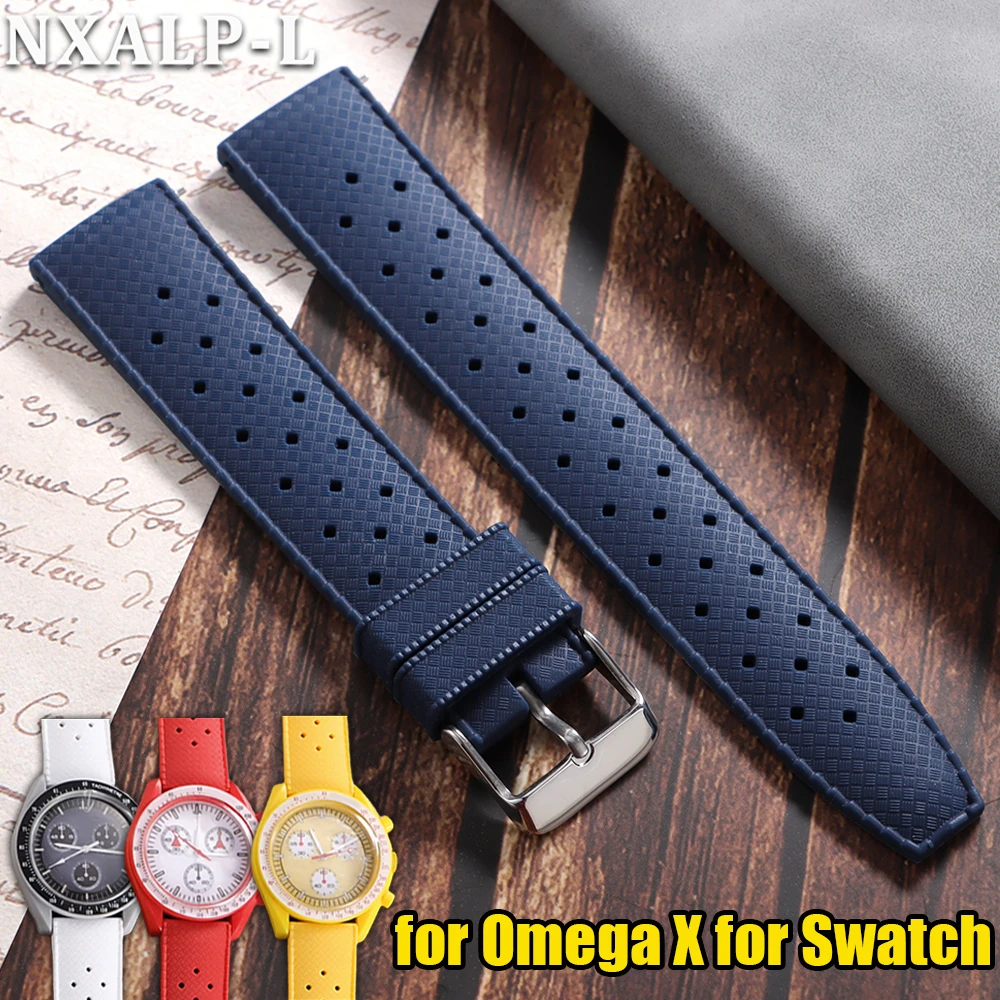 20 مللي متر 22 مللي متر حزام مطاطي استوائي ل Omgea ل سواتش ساعات سيليكون الفرقة ل أوريس ل سايكو للمواطن الإفراج السريع الساعات