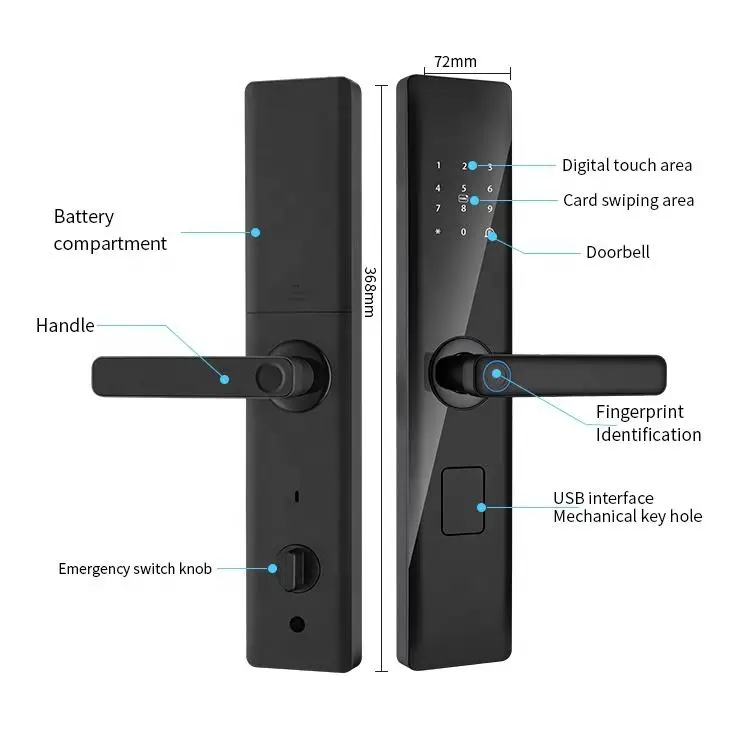 WiFi Smart Lock For Hotel With Tuya Or TTlock Fingerprint And Password Keyless Digital Door Lock For Wooden Doors