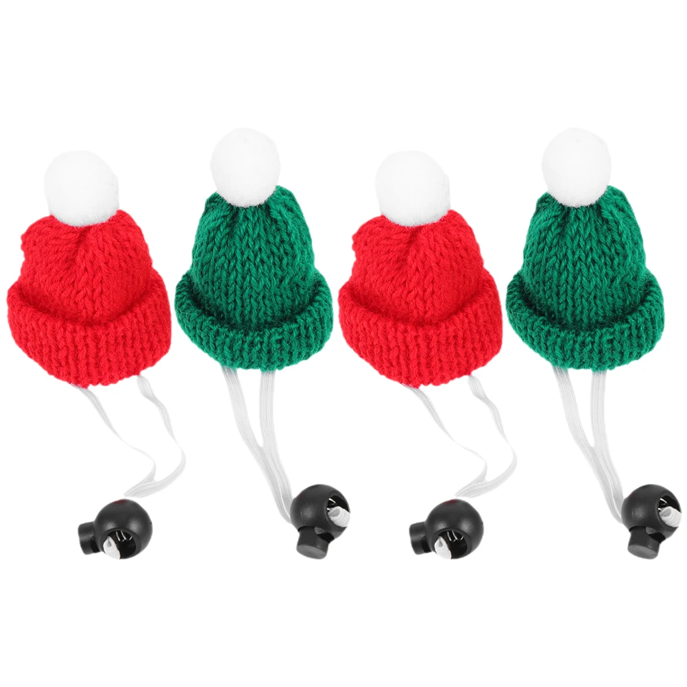 

4pcs Small Animal Hats Mini Christmas Caps For Hamster Reptile Bunny Adjustable Knitting Pet Costume Accessory Warm Party Decor