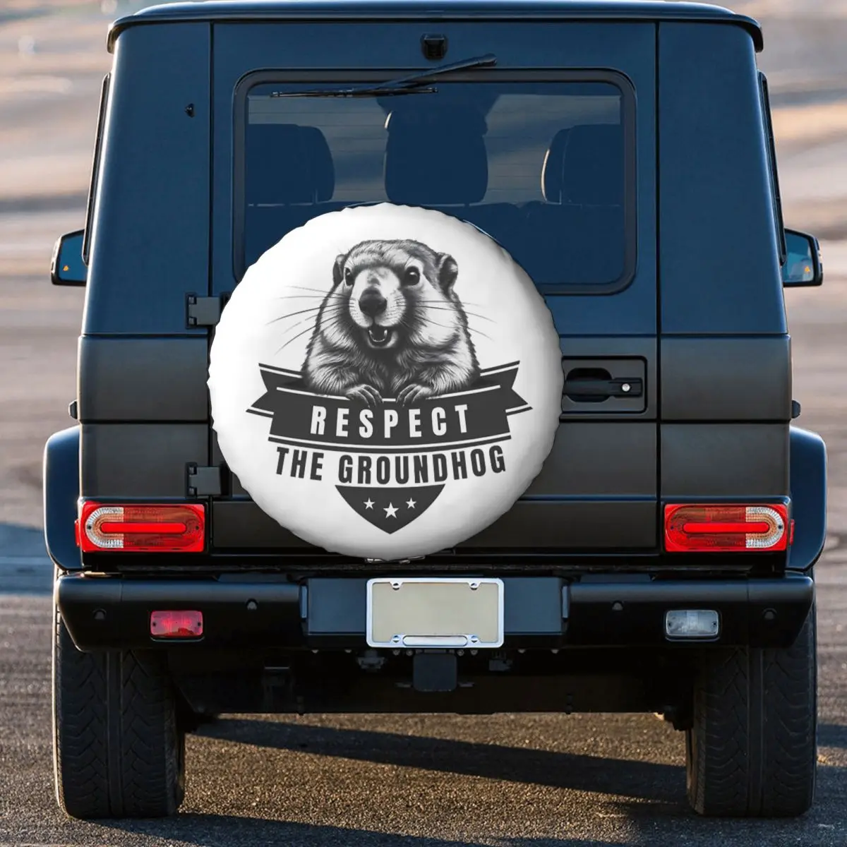 Custom Celebrate Groundhog Day Respect The Groundhog Spare Tire Cover for Car Pajero 4x4 Wheel Protector Covers 14