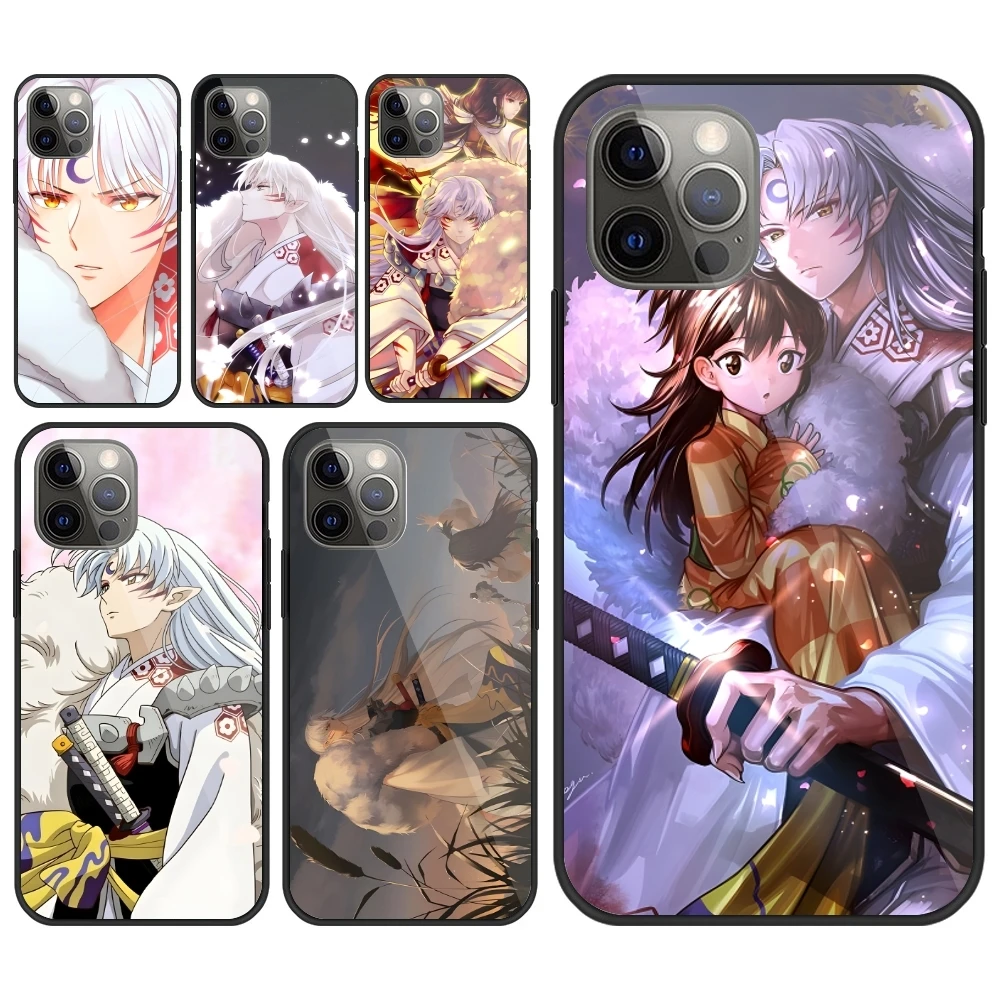 Sesshoumaru Anime Mobile Cell Phone Case for iPhone 15 14 13 12 11 XS X 8 7 6 Plus Mini Pro Max SE 2022 PC Glass Cover Shell