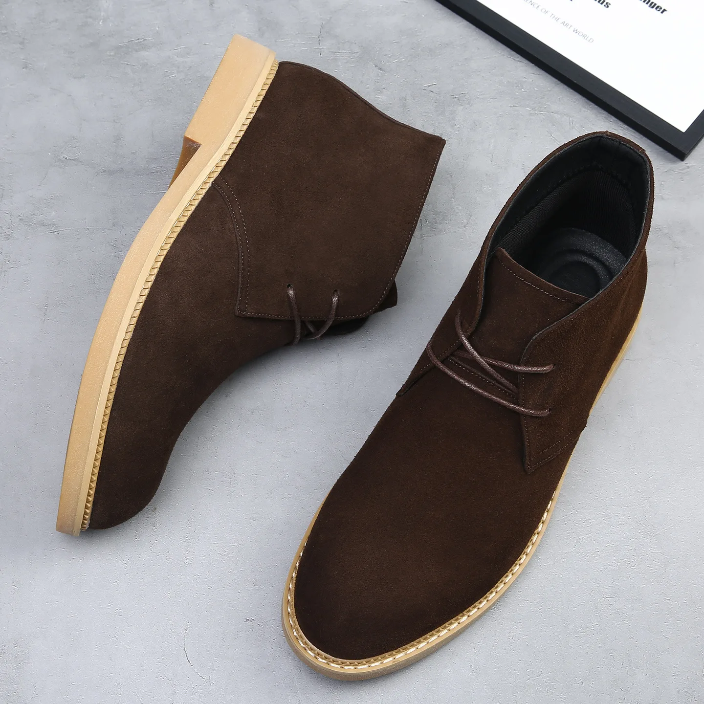 Desert boots men's short boots men's high top British retro leather trend versatile casual leather boots