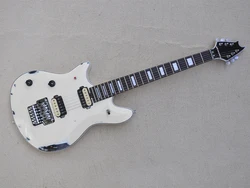 Left Hand 6 Strings White Relic Electric Guitar with Humbuckers Pickups,Rosewood Fretboard