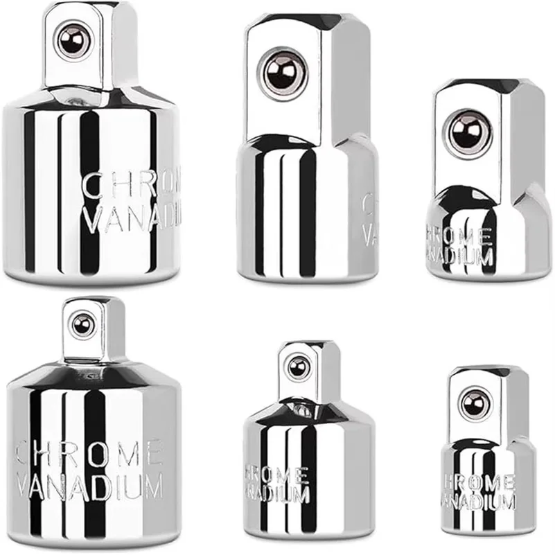 6pcs Socket Adapter & Reducer Set - 1/4" 3/8" 1/2" Chrome Vanadium Steel Ratchet/Socket Extension/Conversion Kit for Automotive