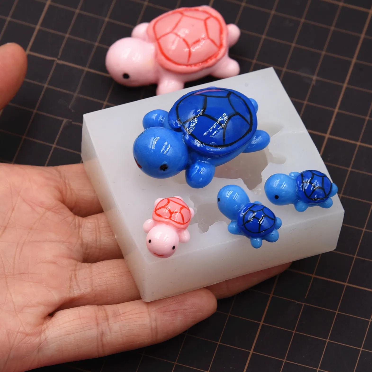 Mini Cute Tortoise Pottery Clay Silicone Mold Different Size Stuckable Tortoise DIY Silicone MOlds