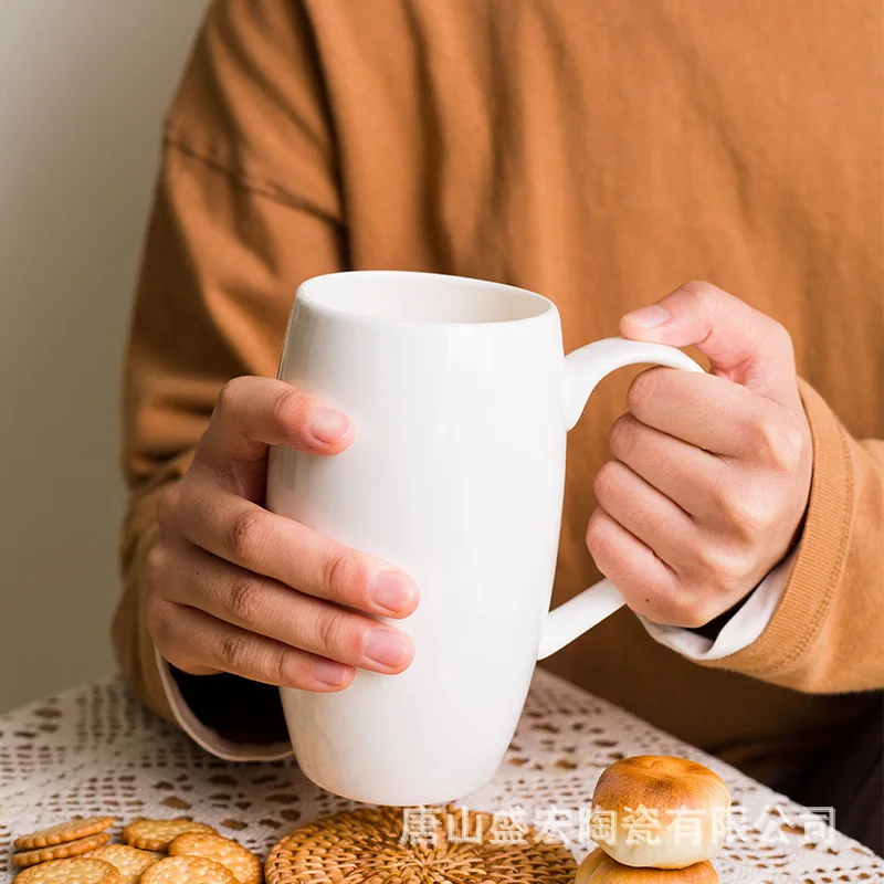 Tangshan الصانع بالجملة القدح سعة كبيرة نقية بيضاء الإبداعية الإعلان هدية السيراميك كوب ماء الحليب العظام كوب الصين #3