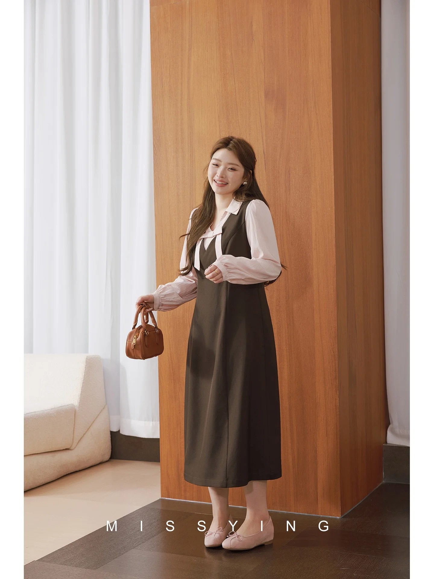 

Женское трикотажное платье миди больших размеров с высокой талией, А-силуэта, с длинным рукавом, в стиле французского шика, новинка весенней коллекции