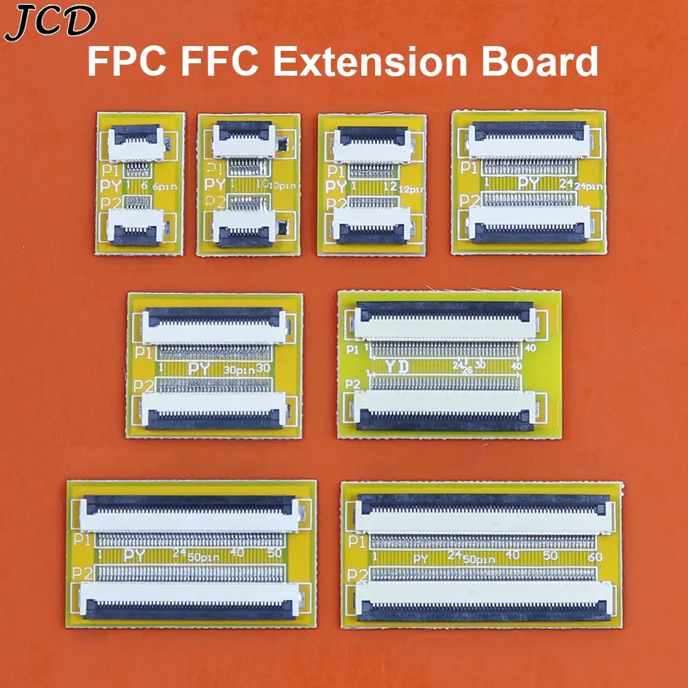 

JCD 2Pieces Pitch 0.5mm 6 10 12 24 30 40 50 60 PIN Connector FPC FFC Flexible Flat Cable Extension Board