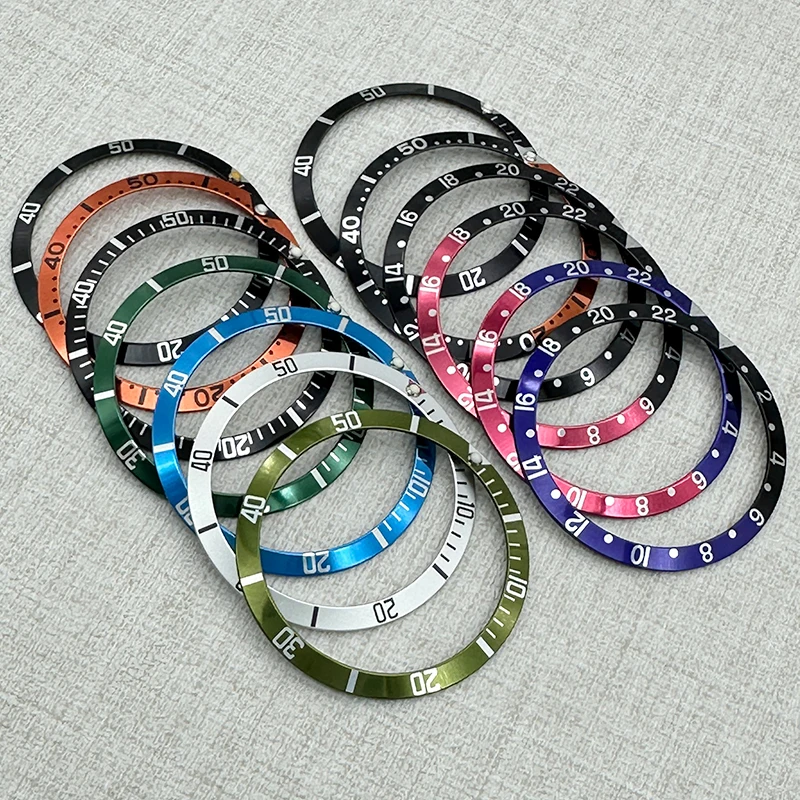 Custom 36.5mmX30.6mm Aluminium Curved Retro Watch Bezel Insert Fits Vintage Submariner NH35 NH36 Movement  Case Watch Parts