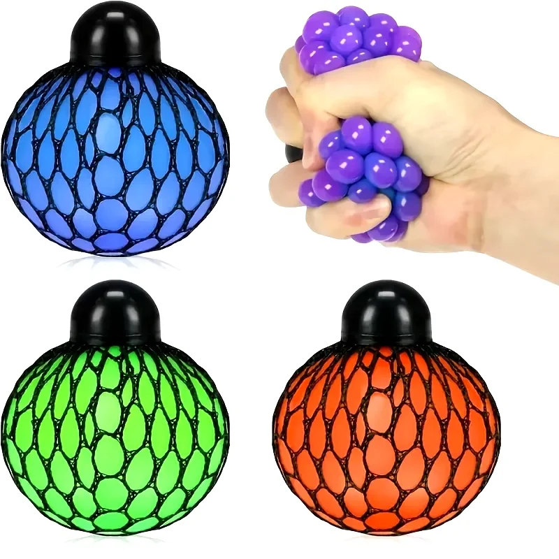 Stress Relieving Grape Ball Random Color, Hand Trainer, Squishy Anxiety Toy for Children, Goodie Bag & Pinata Stuffers, Classroom Prizes, Party Favors, Birthday and Holiday Gifts, Home Decor