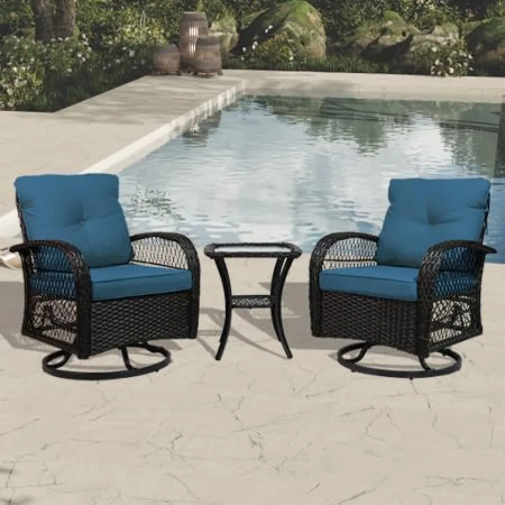 

Patio Furniture Set Swivel Rocker, Outdoor Patio Chairs, 3 Piece Suit Porch Furniture Rocking Set, Backyard and Garden Rocker Ra