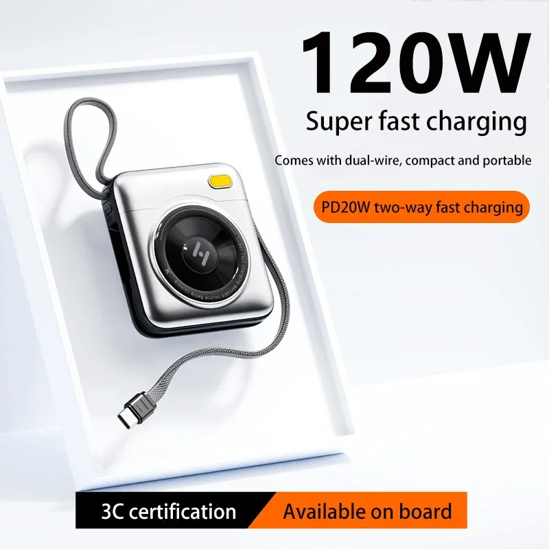 باور بانك شحن سريع 100000 مللي أمبير في الساعة مع خط مزدوج كاميرا صغيرة مدمجة نمط شحن سريع بنك طاقة متنقل لهاتف Xiaomi iPhone17
