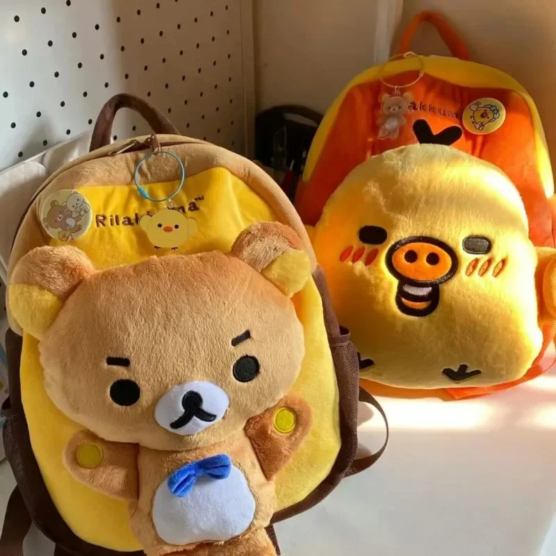 Kawaii Rilakkuma Plush Backpack Cartoon Large Capacity Student  Stuffed Doll School Bag For Teen Girls Travel Gift