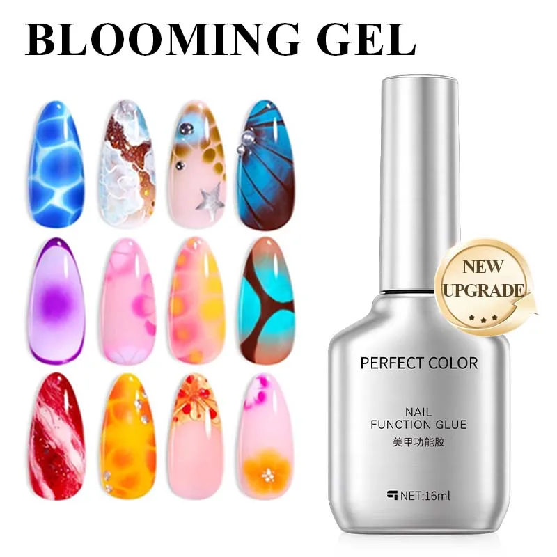 PERFECT COLOR 16ml Blooming Gel für Nagelkunst, Sofortiger Blüteneffekt, Marmor-Aura & Blumen-Nägel, Leicht ablösbares UV-LED-Gel