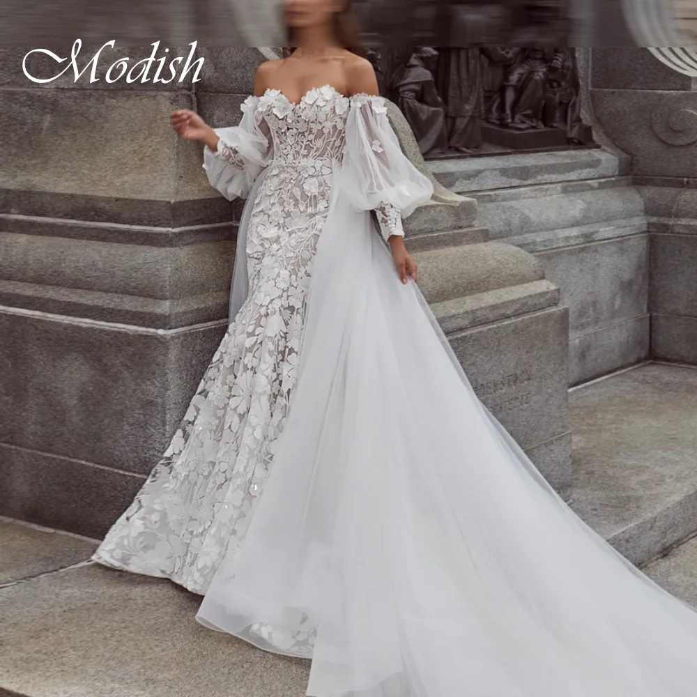 Vestido de novia de tul blanco personalizado con forma de corazón, apliques de manga desmontable, temperamento elegante, fiesta nupcial romántica