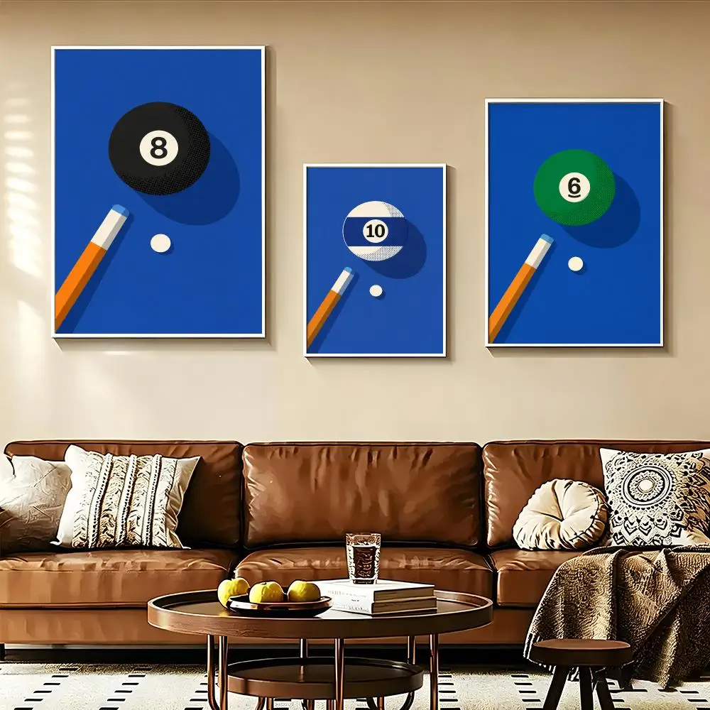 Billiards Retro Balls Pop Colorful Poster Modern Aesthetic Wall Art for Home Bar Cafe Bathroom Decor