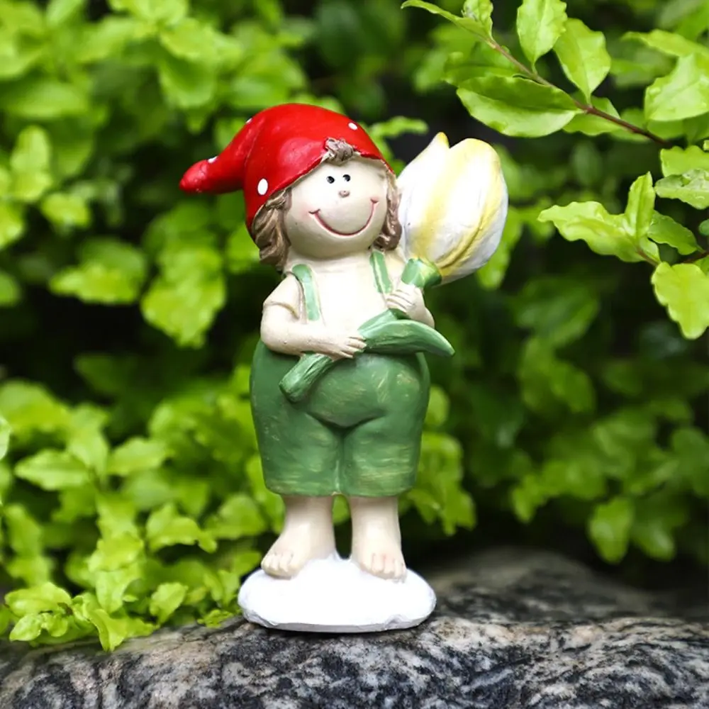 2pcs Garden Decoration Resin Flower Fairy Statue Cute Cartoon Garden Sculpture Handicraft Funny Miniatures Figurine Flowerpot