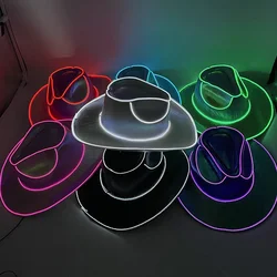 Świecący kowbojski kapelusz LED Luminous Hip Hop Rap Cap DJ Dance NightClub Bar Party Props Neon Hiphop Hat Supplies