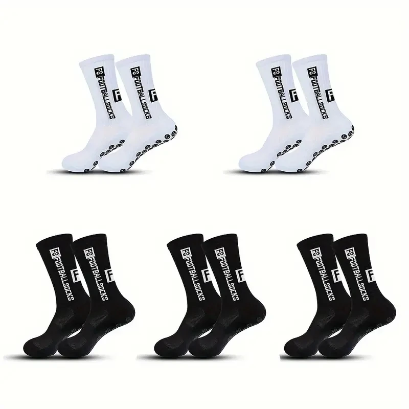 5 Paar rutschfeste Fußballsocken, atmungsaktiv, verschleißfest, Outdoor-Sportsocken für Fußball, Rugby, Basketball, Laufen