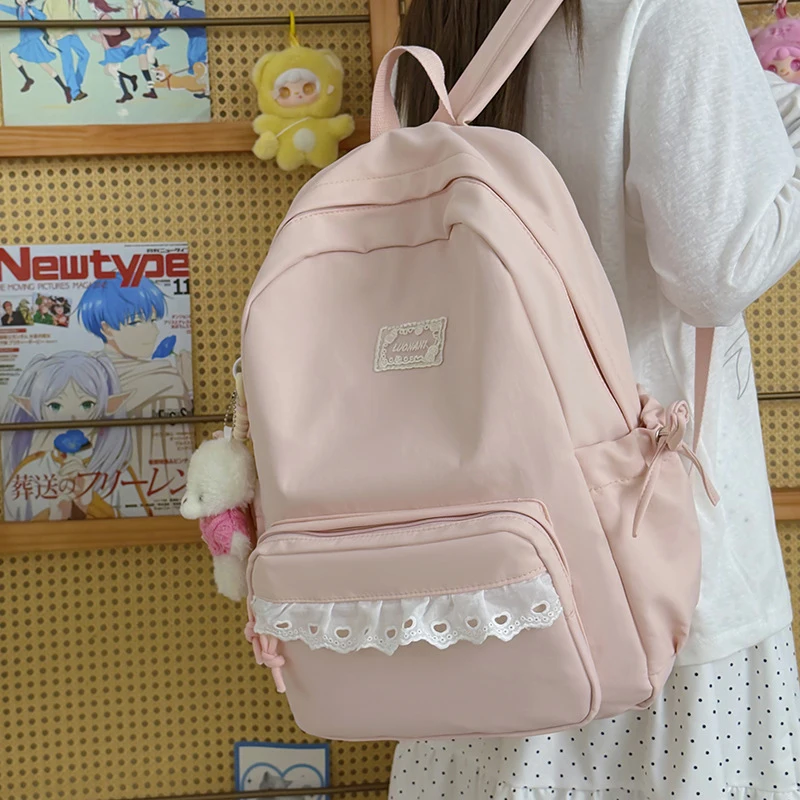 Cute Japanese Teen Girl Backpack High Capacity School Bag for Middle School Girls Large Capacity Bookbag Casual Campus Rucksack