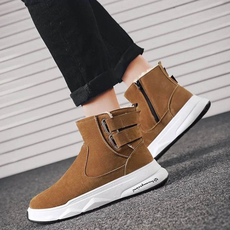 Male Shoes Warm Men's Snow Boots With Fur Winter Y2k Fashion Retro New Sale In Promotion Non Slip Vintage Trendy 2025 Size 45 44