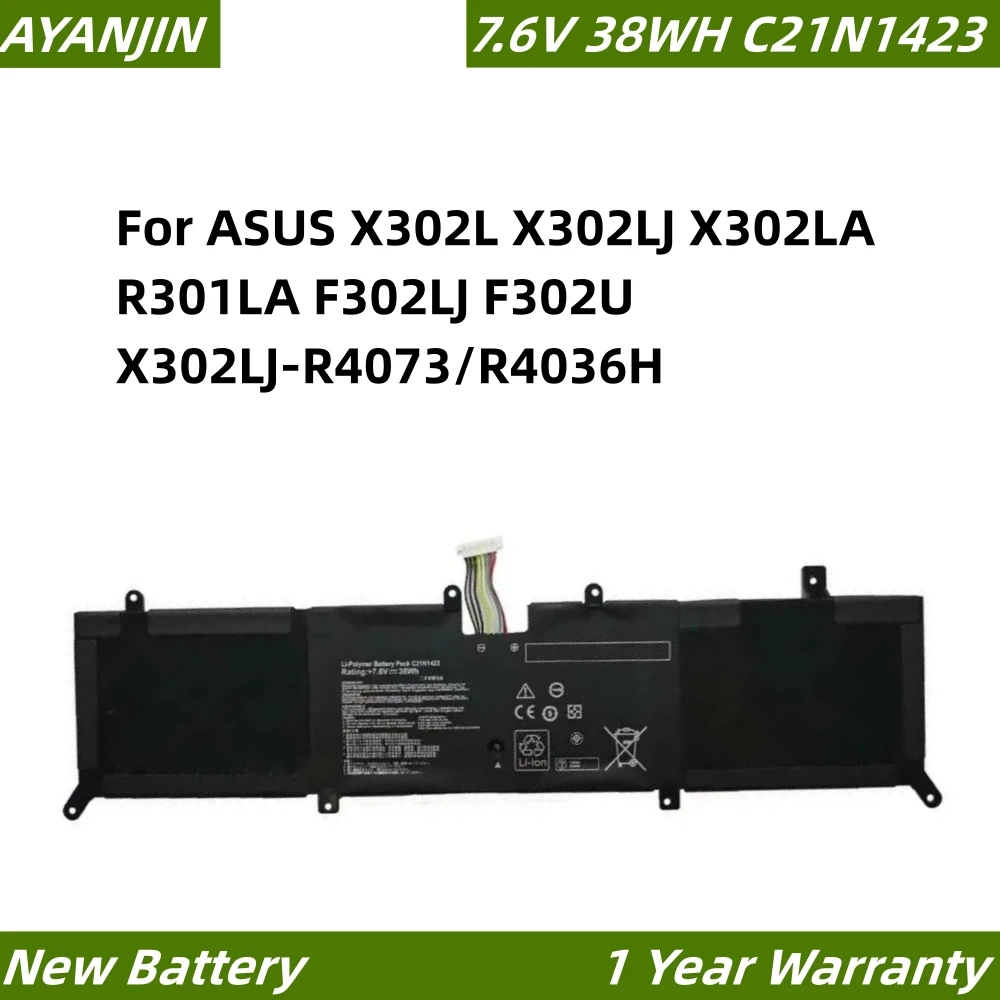 

C21N1423 7,6 V 38WH/5000mAh Аккумулятор для ноутбука ASUS X302L X302LJ X302LA R301LA F302LJ F302U X302LJ-R4073/R4036H