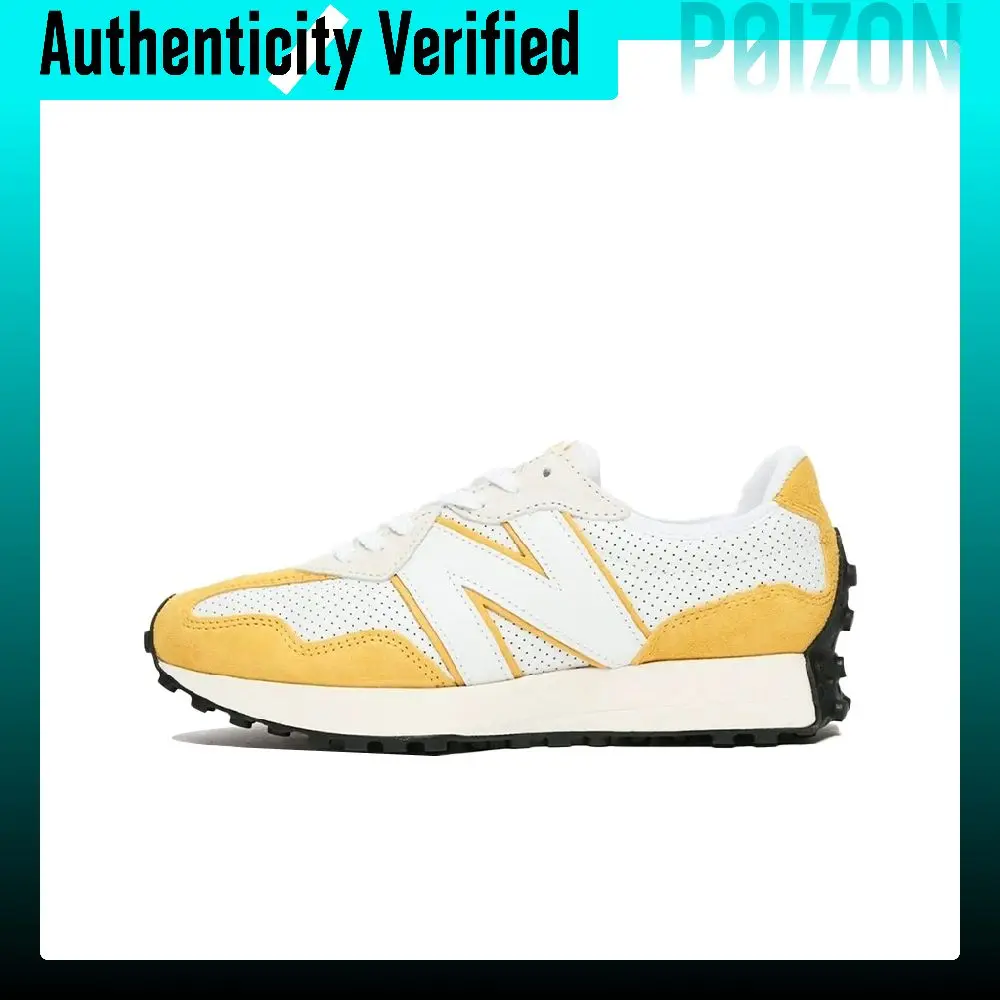 New Balance NB 327 Comfortable Cushioning Abrasion Resistant Low top Casual Running Shoes Unisex White Yellow MS327PG