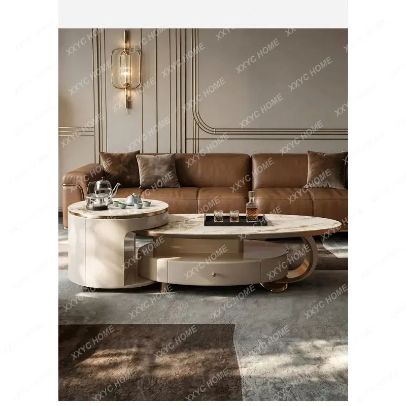 X light luxury microcrystalline stone coffee table with boiling water table, living room home rock slab tea table