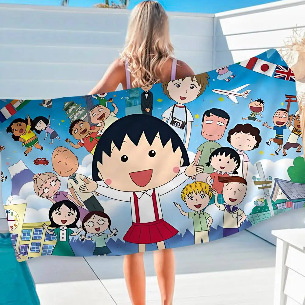 Catoon C-Chibi Maruko Chan Microfiber Blanket Quick Drying Beach Towels Oversized Printing Super Absorbent Pool Towel Blanket