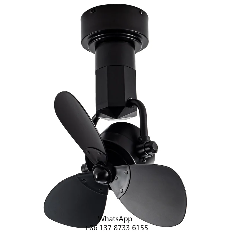 16 Inch Revolving Wall Mount 3 Blades Oscillating Black Ceiling Fan With Remote Control
