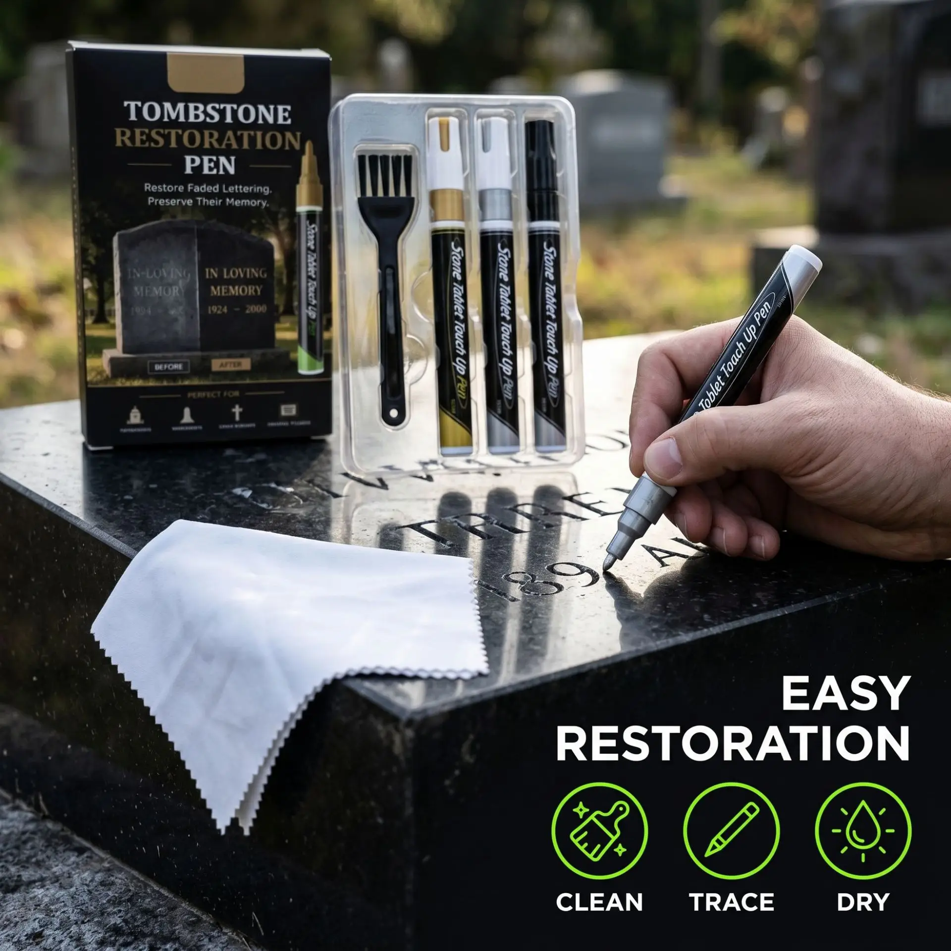 Tombstone touch-up marker set all-purpose markers waterproof long-capacity for coloring tombstones DIY painting