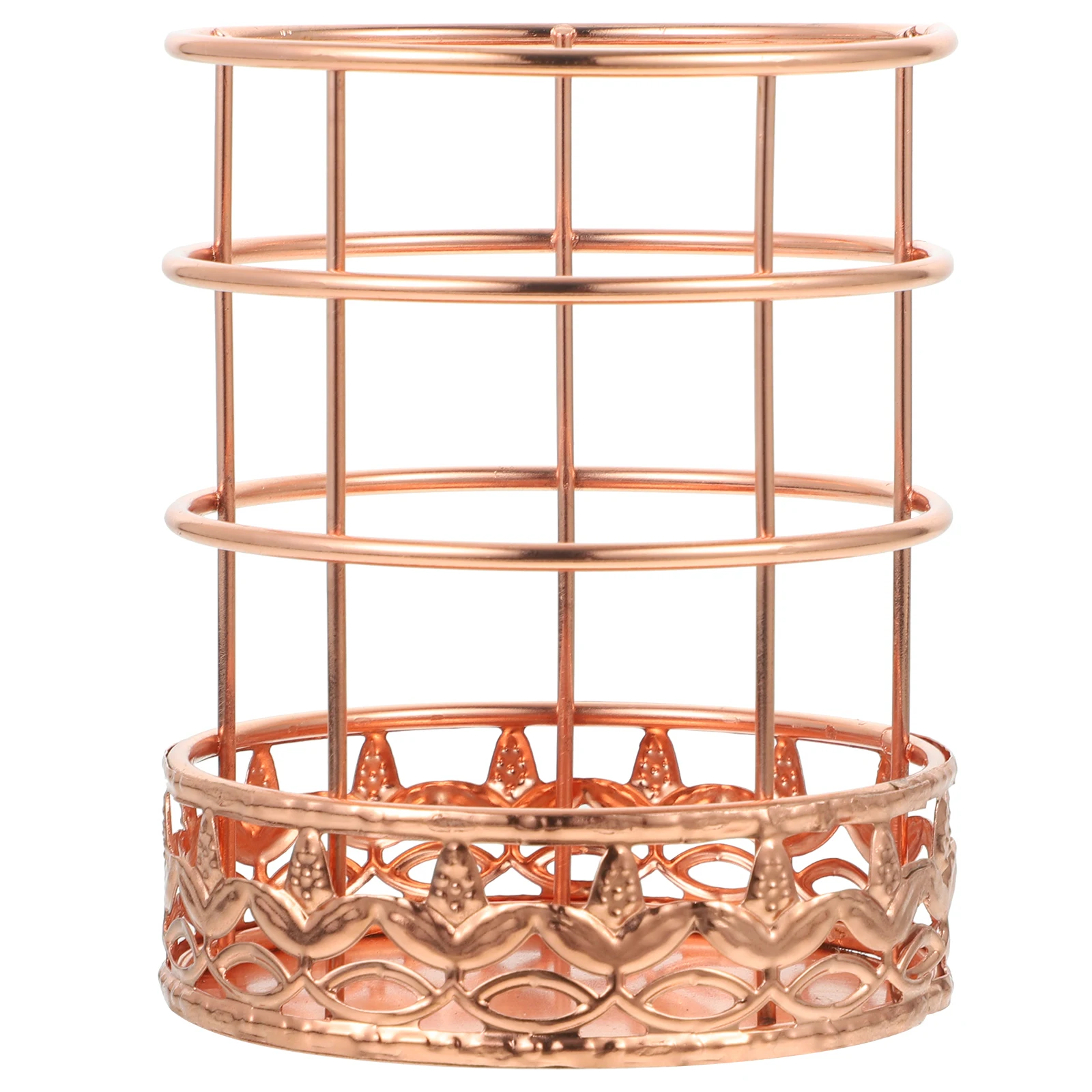 

Rose Gold Pen Holder Large Capacity Desk ganizer Pencil Cup School Supply Office Supplies Non Slip Metal Material Round Pattern