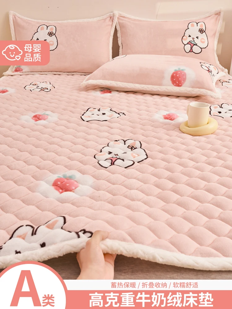 

single person mattress Winter thickened milk velvet mattress, soft cushion for household bed, mattress for dormitory students