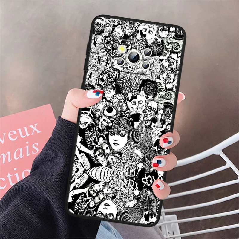 Tomie Kawakami Anime For POCO X6 M6 C55 C50 C40 C3 F5 F4 F3 M6 M5 M4 4G 5G GT Pro Silicone Black Phone Case