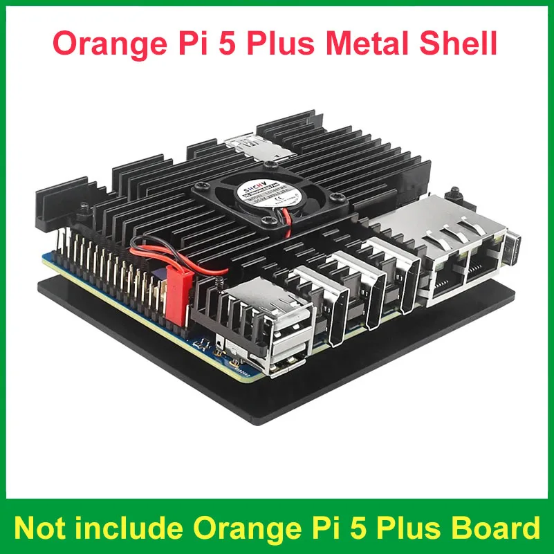 DIXSG-Caixa metálica de alumínio para Orange Pi 5 Plus, revestimento de resfriamento passivo, gabinete com ventilador, dissipador de calor de silicone, OPI 5 Plus