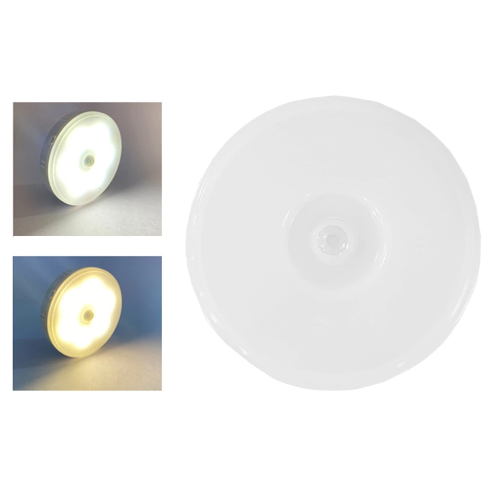 PIR Sensor de Movimento LED Night Light, USB Recarregável, Regulável, Lâmpada para Gabinete, Sem Fio, Armário, Branco