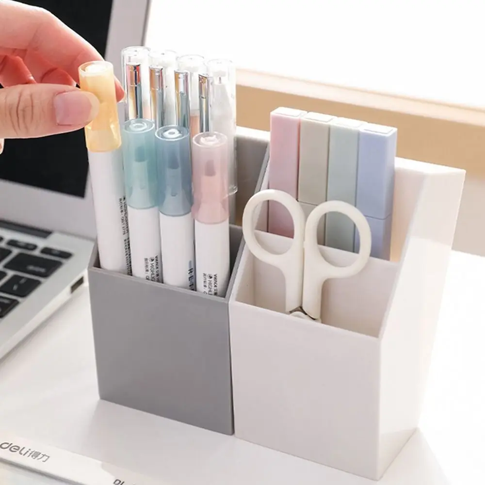 Large-capacity Desktop Pen Holder Double Layer Multifunctional Makeup Brush Storage Box Korean Plastic Stationery Organizer