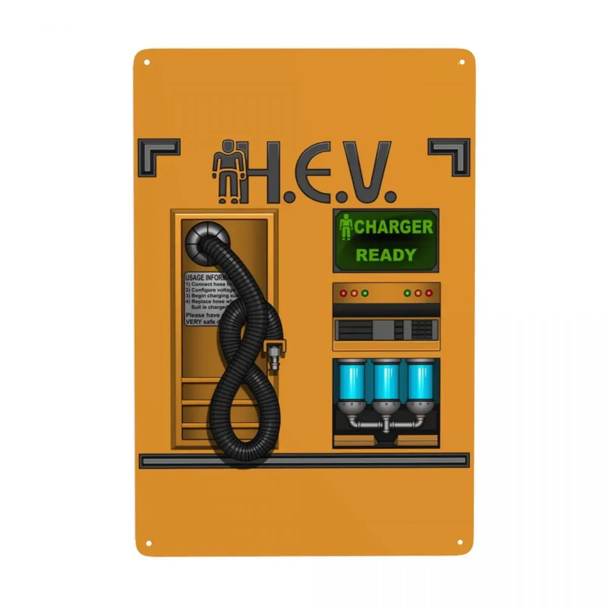 Retro Half Life - HEV Charger Metal Tin Sign Rectangle Custom Video Games Signs Plaques Bar Cafe Restaurant Wall Art Decor