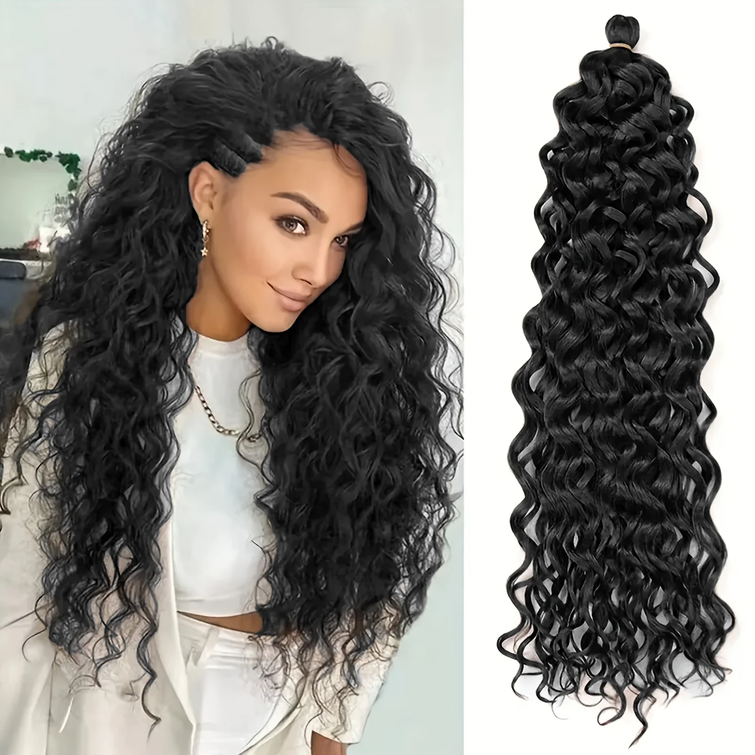 

4 упаковки, 18 дюймов, синтетические волны океана, вязанные крючком волосы, Гавайские завитки, богиня, локоны, коса в стиле бохо, плетение волос для женщин