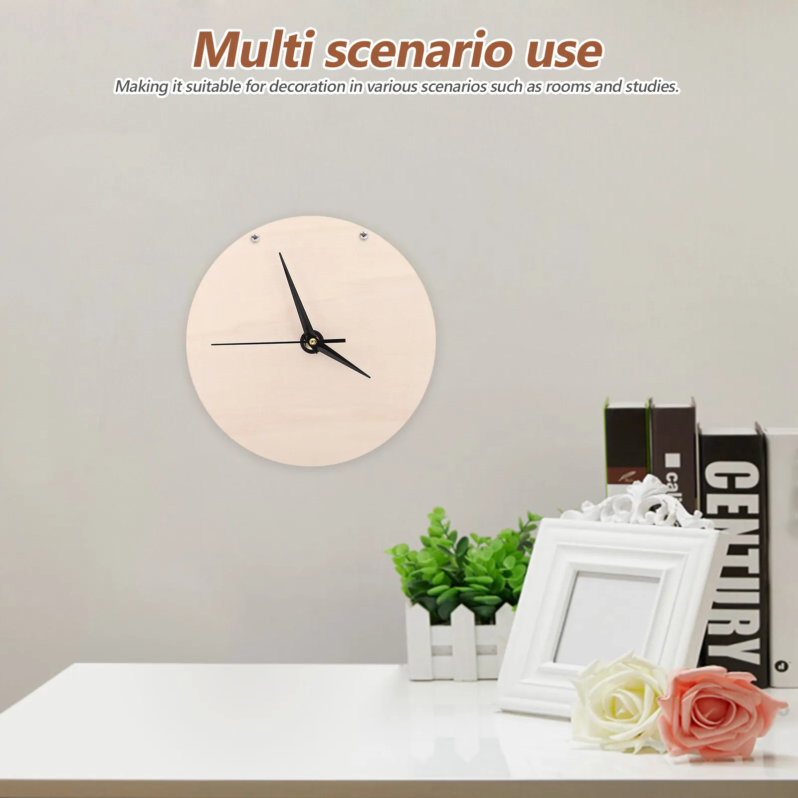 5Set Wood Clock Face Blank Round DIY Dial Replacement Painting Clock Board Kit Silent Movement for Kids Bedroom Decoration - view 4