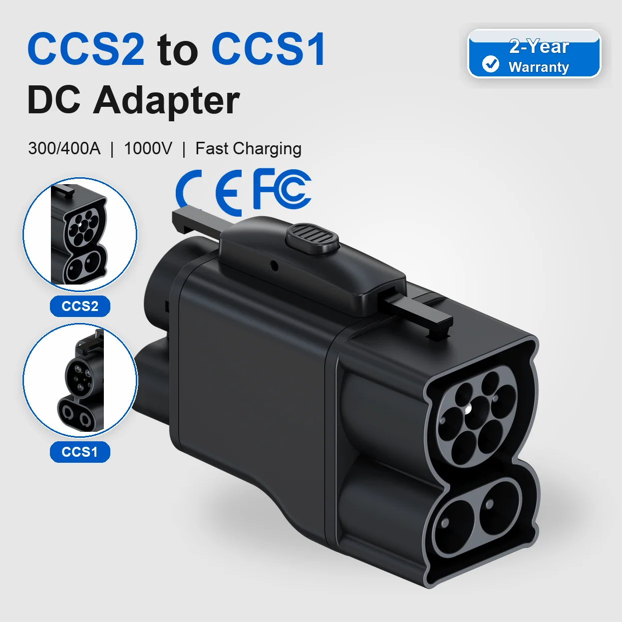 CCS2 To CCS1 AC/DC Combined Adapter 400A IP65 DC Fast Charger Connector Car Charger